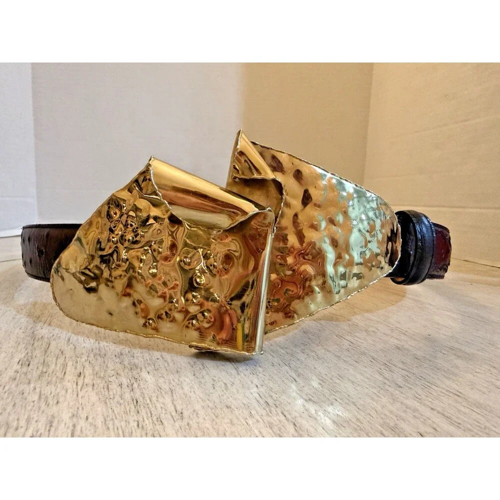 Vintage Frajo Ltd Artisan Modernist Brutalist Mixed Metals Large Belt Buckle